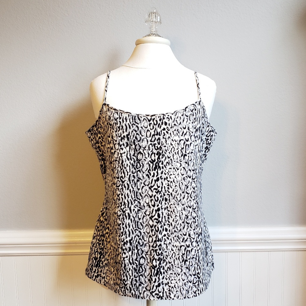 Black and white leopard print tank